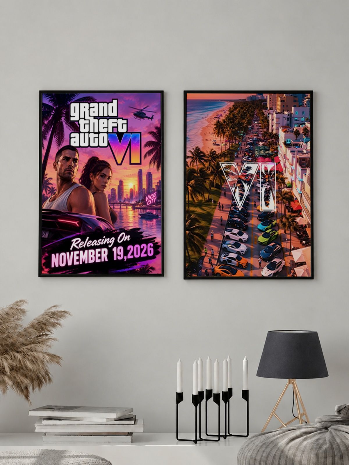 Набор Постеров / Плакатов Grand Theft Auto 6 (ГТА 6) 2 Листа А3