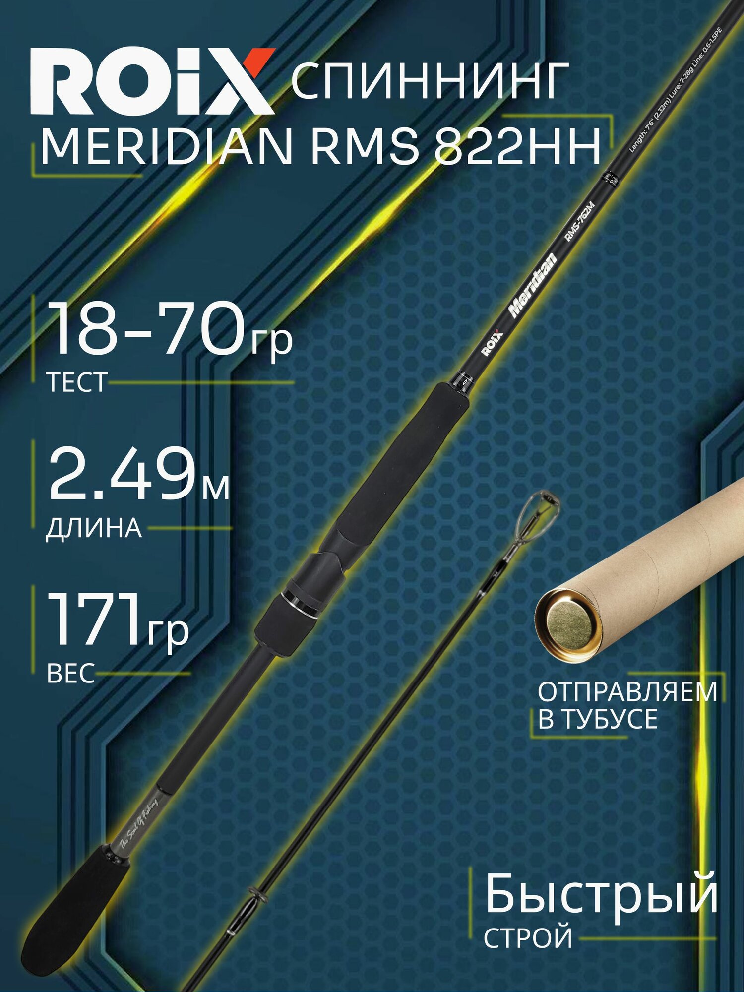 Спиннинг Roix MERIDIAN RMS 822HH 2.49м 18-70гр