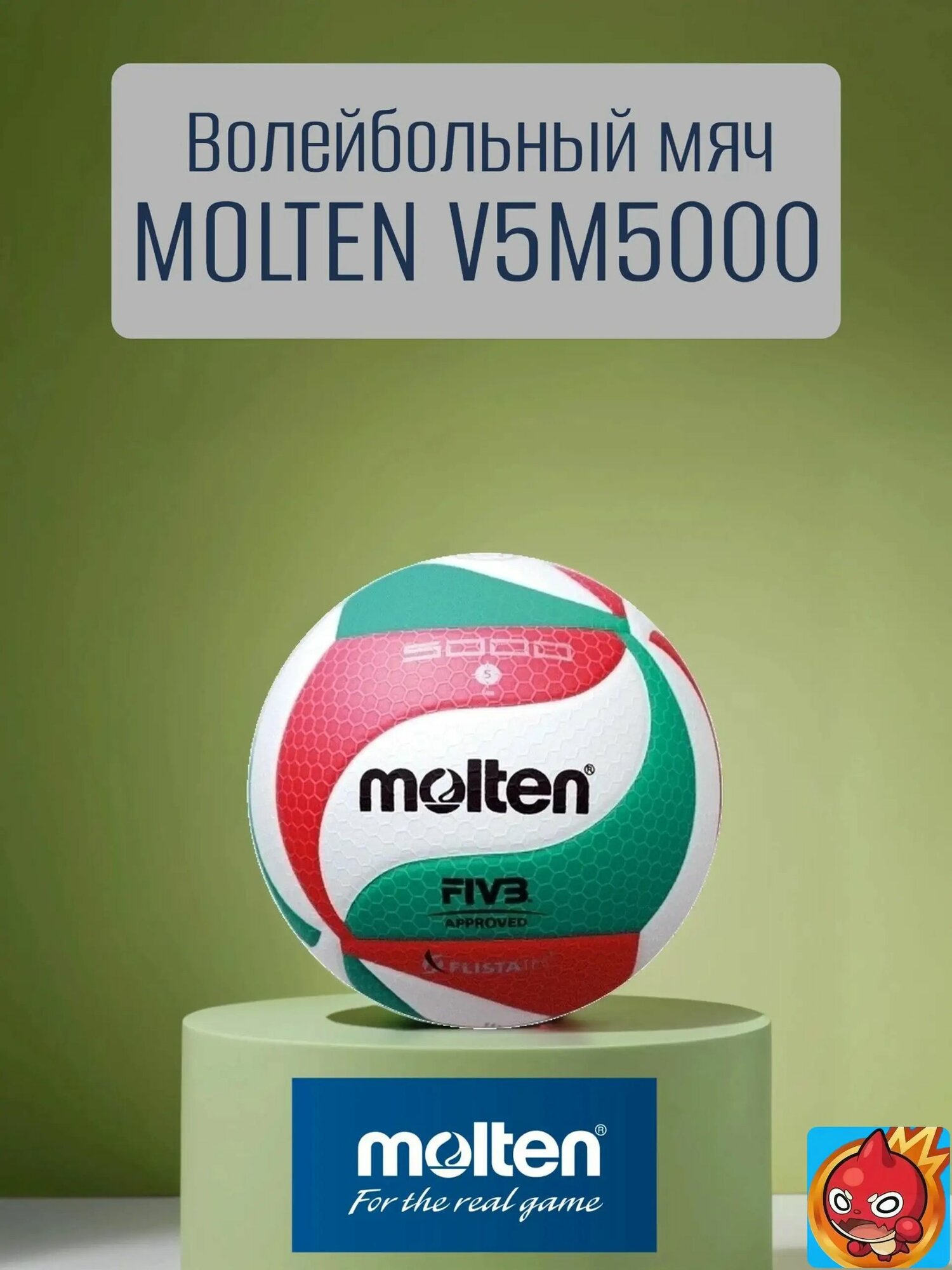 Волейбольный мяч Molten (молтен) V5M5000 профессиональный ; FIVB (фивб) Approved, 5 размер