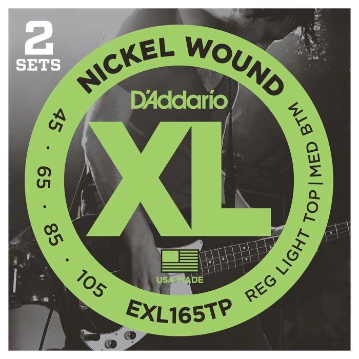 DAddario EXL165TP 2 комплекта струн для 4-струнной бас-гитары 45-105