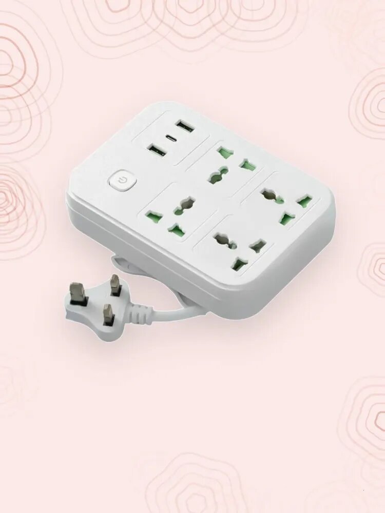 Электрическая розетка-удлинитель с USB, Британская вилка - Белый 2м