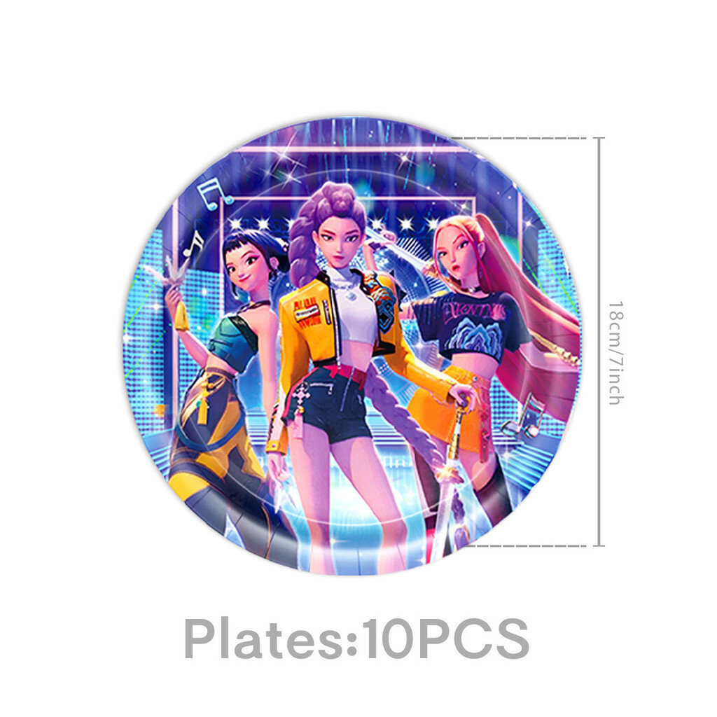 Kpop demon hunters celebration supplies бумажная скатерть и флаги для вечеринки для детей 7 дюймов