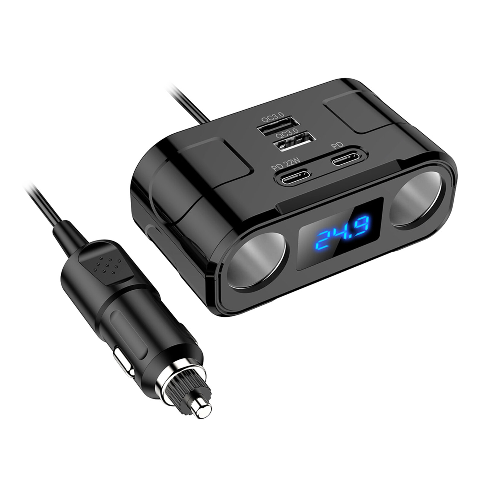Быстрая зарядка для автомобиля с LED-дисплеем, 4 USB-порта, 60W, для SUV, грузовиков и внедорожников