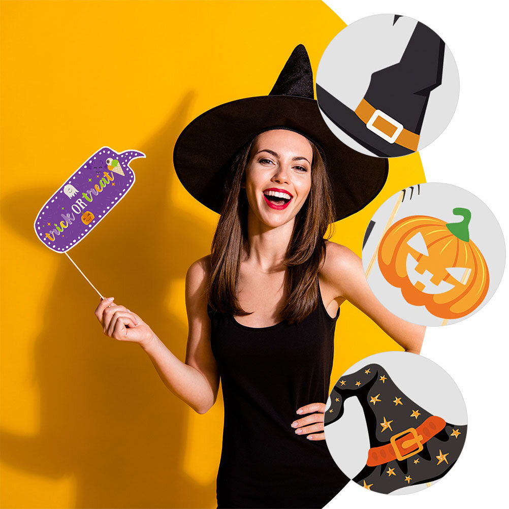 20 Штук Halloween Фото Аксессуары Из Бумаги И Дерева Размер 15X14Cm Для Вечеринок И Декора