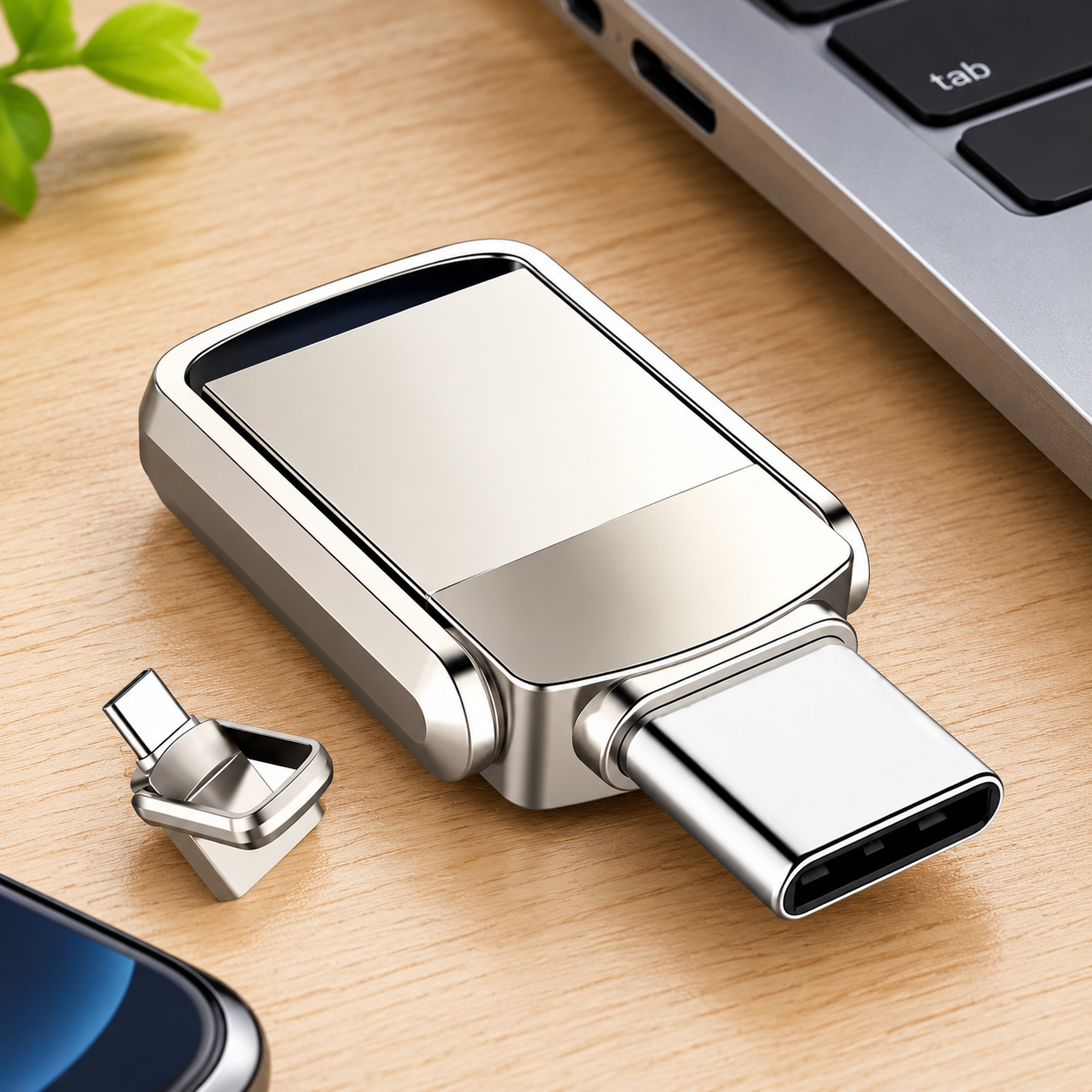 USB-накопитель Type-C 2ТБ, OTG (Цвет товара: серебристый)