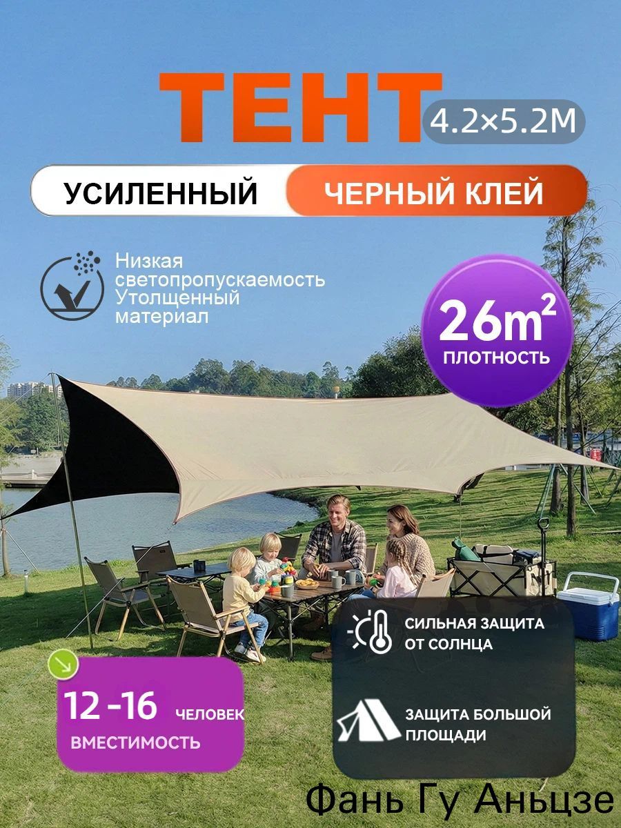 Тент-навес туристический со стойками тент навес туристический, Простая установка