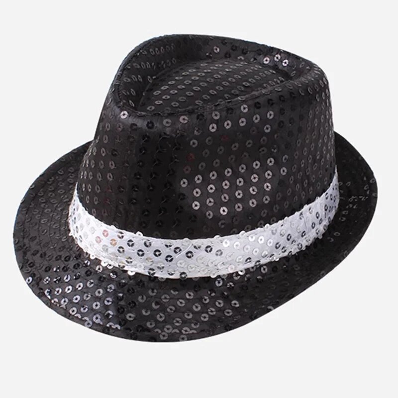 Блестящая шляпа fedora унисекс, Black 1