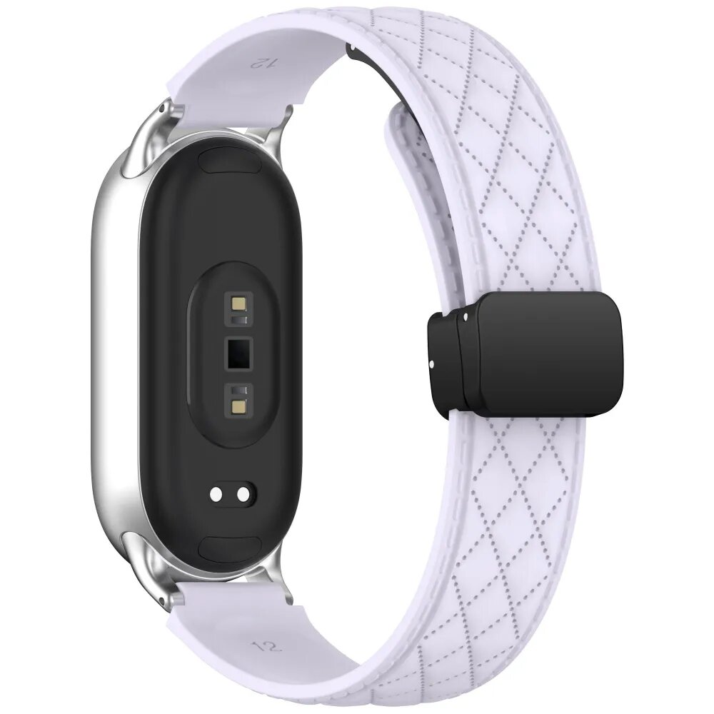 Силиконовый магнитный ремешок для смарт-часов Xiaomi Mi Band 8/ 9/ 10, дизайн с ромбовидной текстурой, модный спортивный стиль