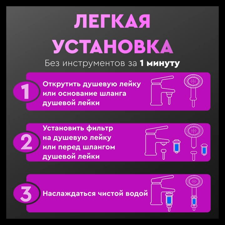 Фильтр для душа от ржавчины, хлора и жесткости многоразовый корейский (на лейку/ на смеситель). 5 картриджей в комплекте — фото 3