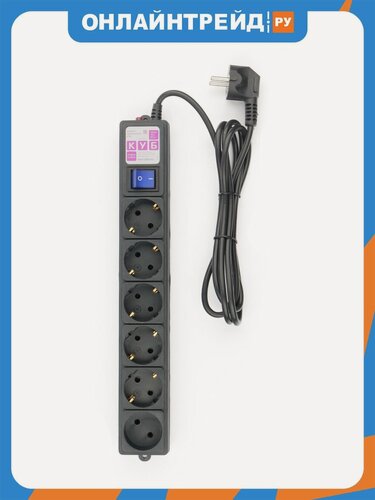 Изображение товара Сетевой фильтр Power Cube SPG6-B2, 5м 6 розеток (черный) 16А/3,5кВт (3*1,5)