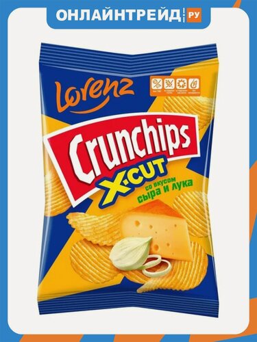 Изображение товара Чипсы Lorenz Crunсhips X-Cut cо вкусом сыра и лука 70 г
