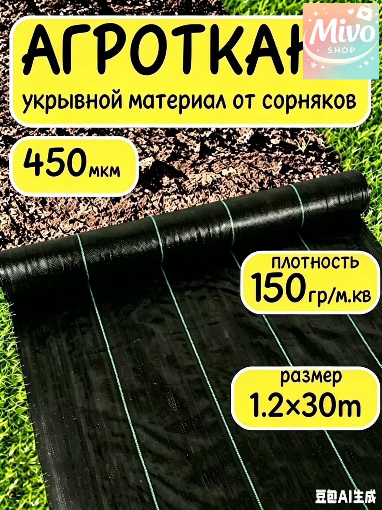 Агроткань от сорняков 1.2x30 м полипропилен 1 шт