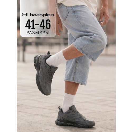 фото Кроссовки baasploa retro-running, полнота 6 (ru)/ на среднюю стопу, размер 46, серый