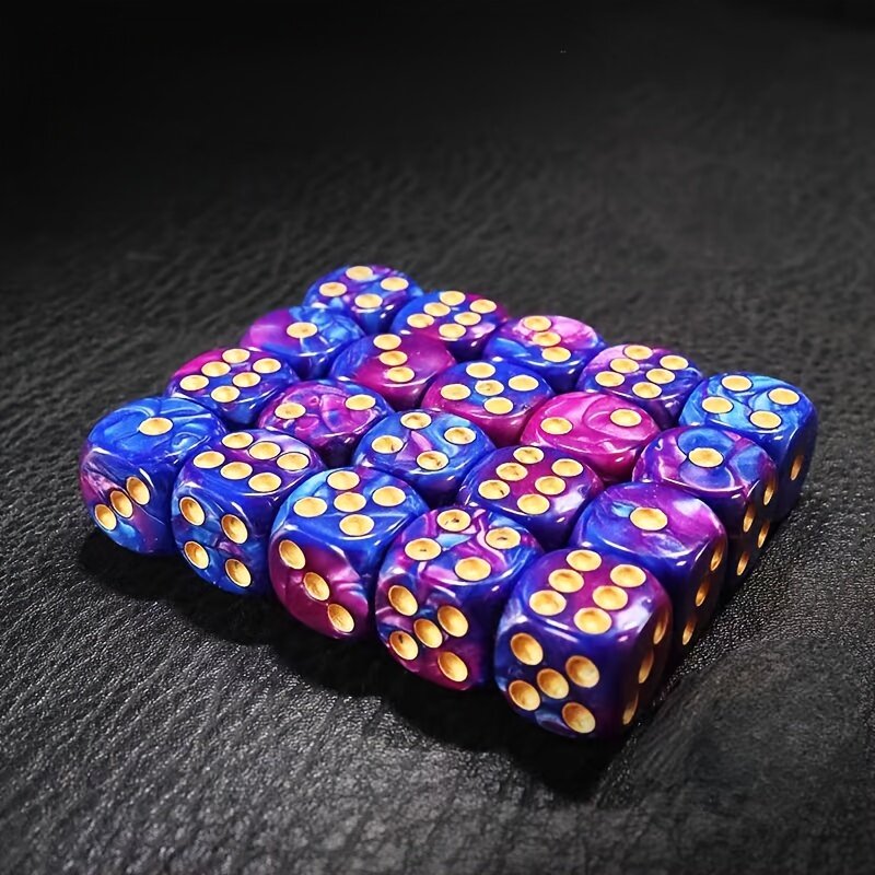 Игральные кости D6, набор из 20 шт, двухцветные сине-фиолетовые