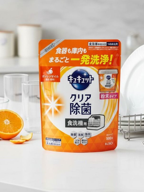 Порошок для посудомоечной машины КАО CUCUTE CITRIC с маслом апельсина 500 г запасной блок