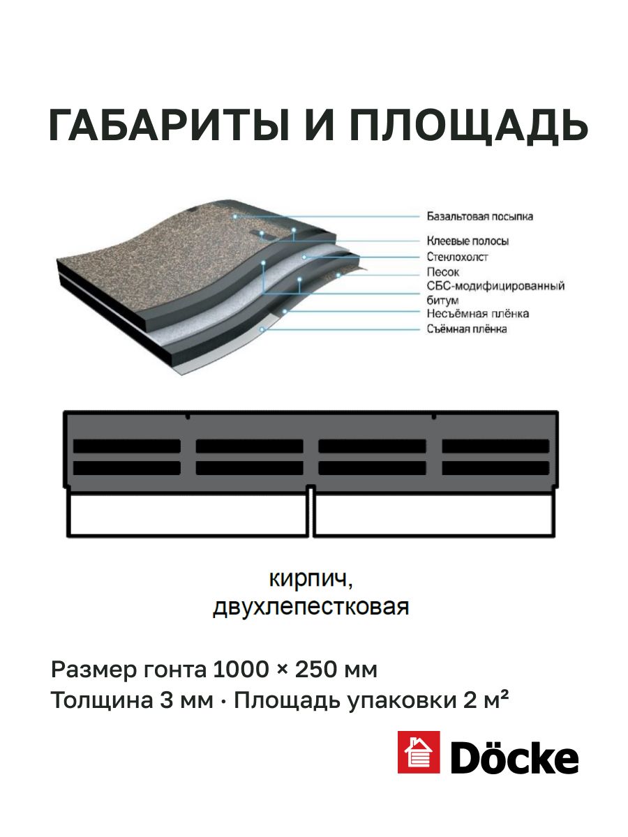 Фасадная плитка Docke PREMIUM Klinker / Деке премиум Клинкер / Вагаси, серо-бежевый, (1*0,25 м), толщина 3 мм, 1 уп, 24 кг, 20 шт (2 м. кв.), битум — фото 1