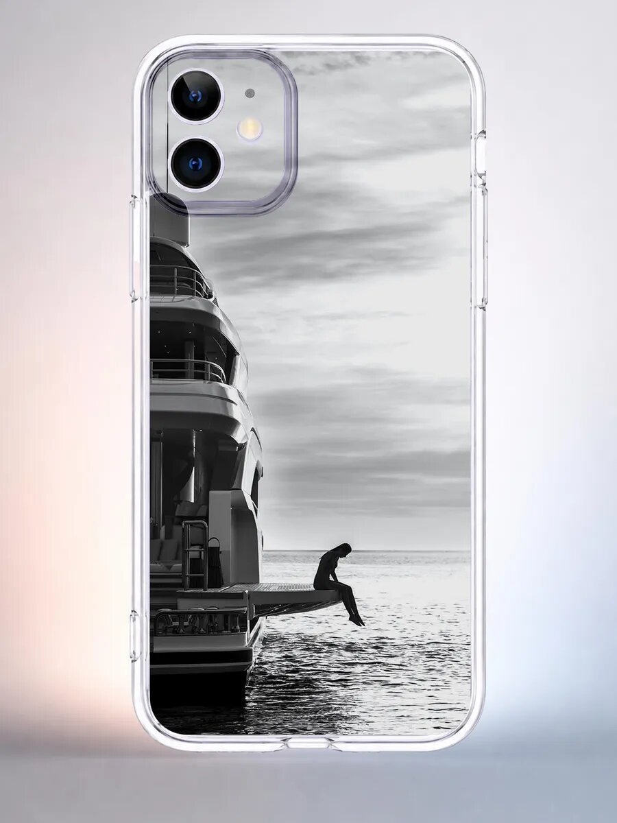 Чехол iPhone 11 яхта прыжок с борта силиконовый