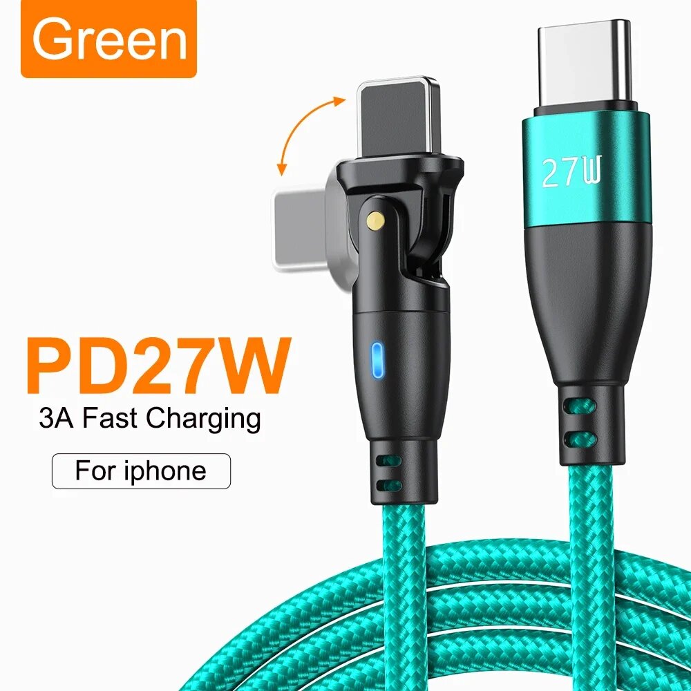 Кабель USB-C на Lightning 27W Green для iPhone 2м