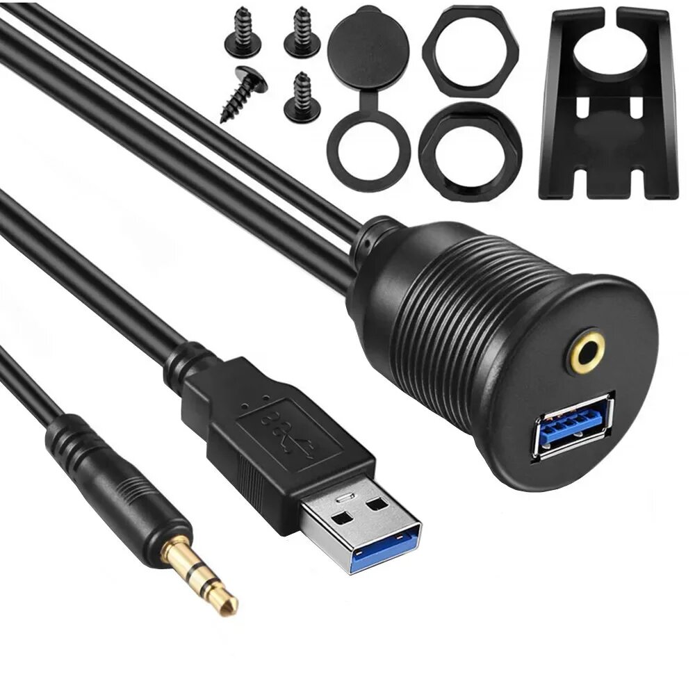 USB 3.0 удлинитель 2м, аудиоразъем, черный U3-051