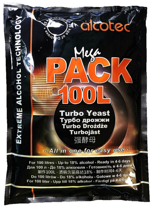 Турбо дрожжи Alcotec Mega Pack 100L спиртовые, 360 гр (Алкотек Мега Пак)