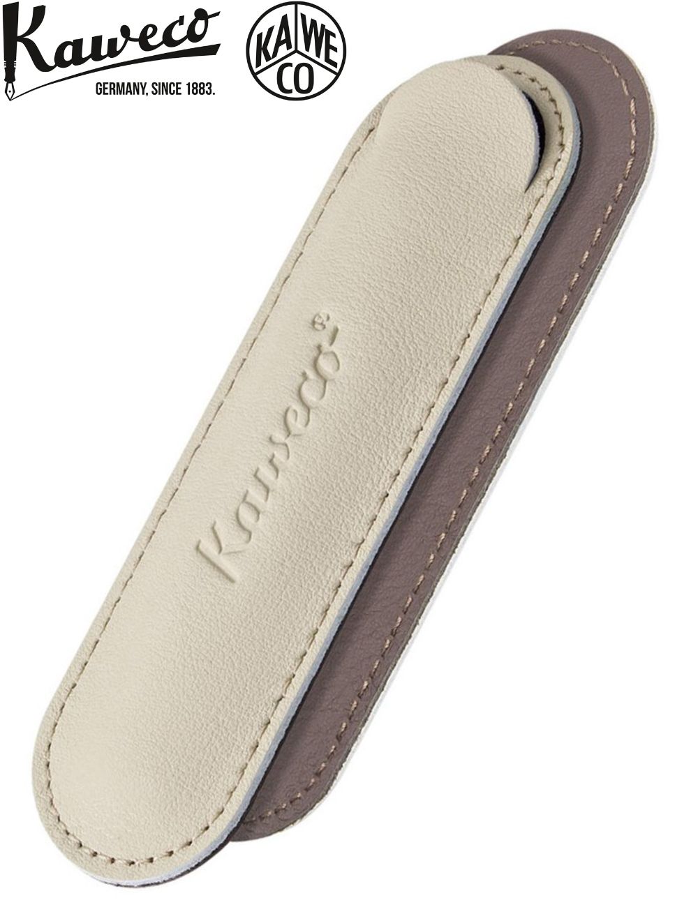 Чехол кожаный KAWECO Creamy Espresso для 1 короткой ручки, цвет кремово-кофейный