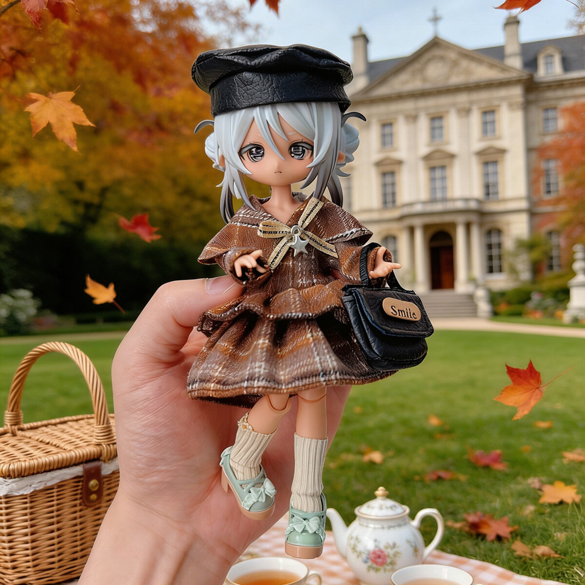 Винтажное клетчатое платье одежда для кукол OB11 BJD 1/8 1/12, Костюм для кукол, Наряд, Аксессуары для кукол