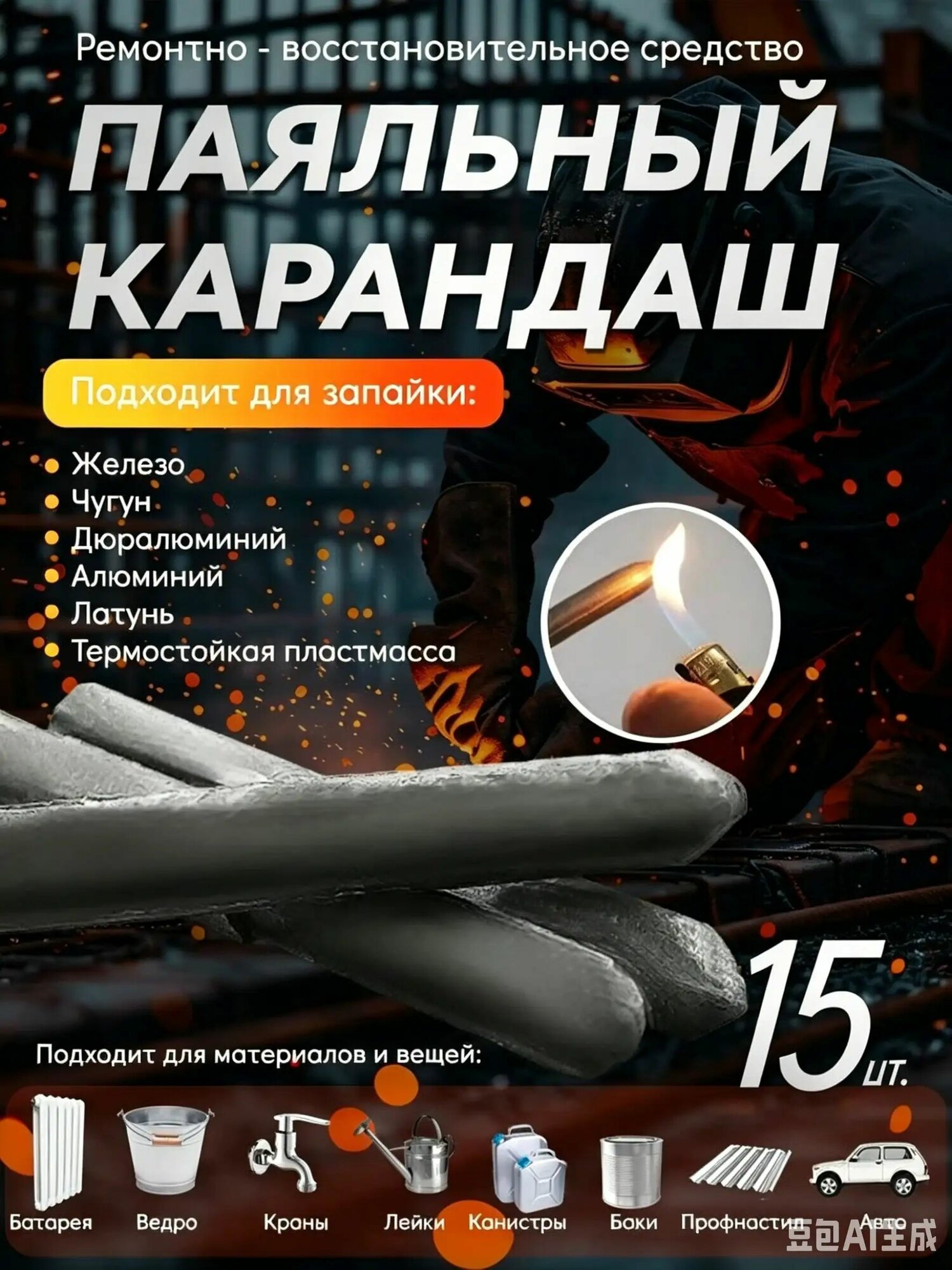 Низкотемпературные ремонтные электроды, бытовые ремонтные сварочные материалы, 15 шт