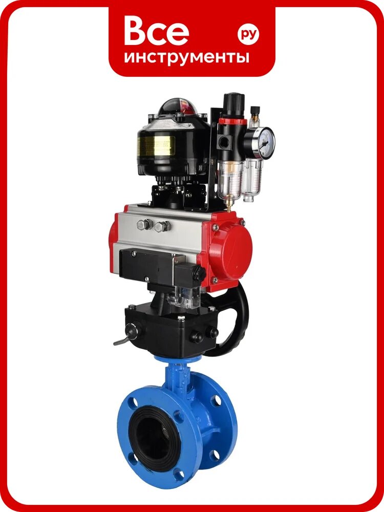 Затвор дисковый DN-ru GGG40-GGG40-EPDM-2W-H Ду200 Ру16 фланц. EPDM, с пневмоприводом DA-140, пневмораспределитель PND2-S1EM-52-1NC-J08-220VAC, БКВ LSB-510-02ExM12-250, HDM-2, БПВ APU1-10 D050-90419