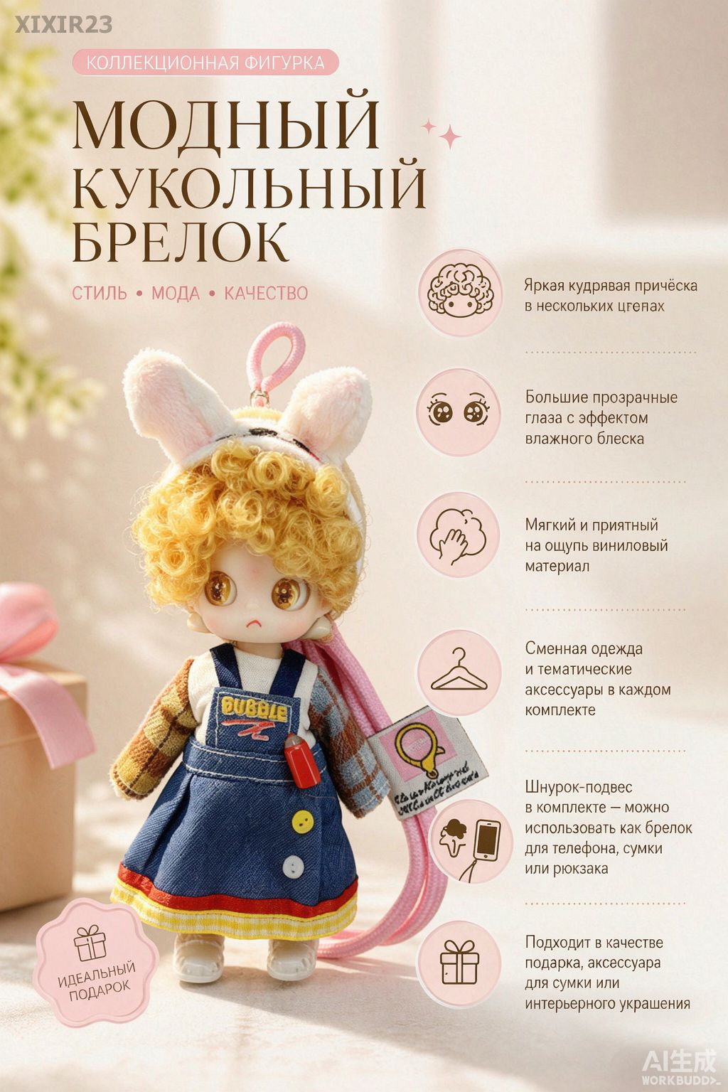 Костюм для куклы 14 см, наряд с головным убором, одежда для куклы-модели