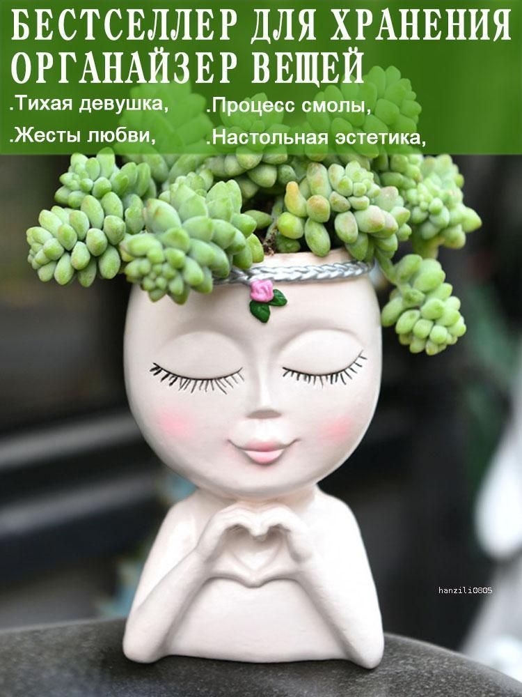 Симпатичный горшок с головой девушки, уникальный сочный горшок для домашнего декора