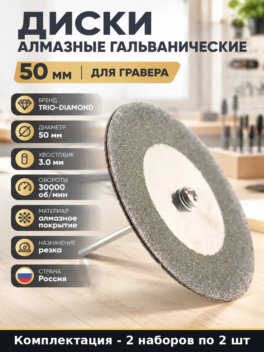 Набор 4 шт Алмазная насадка 50 мм для резки пластика и плит