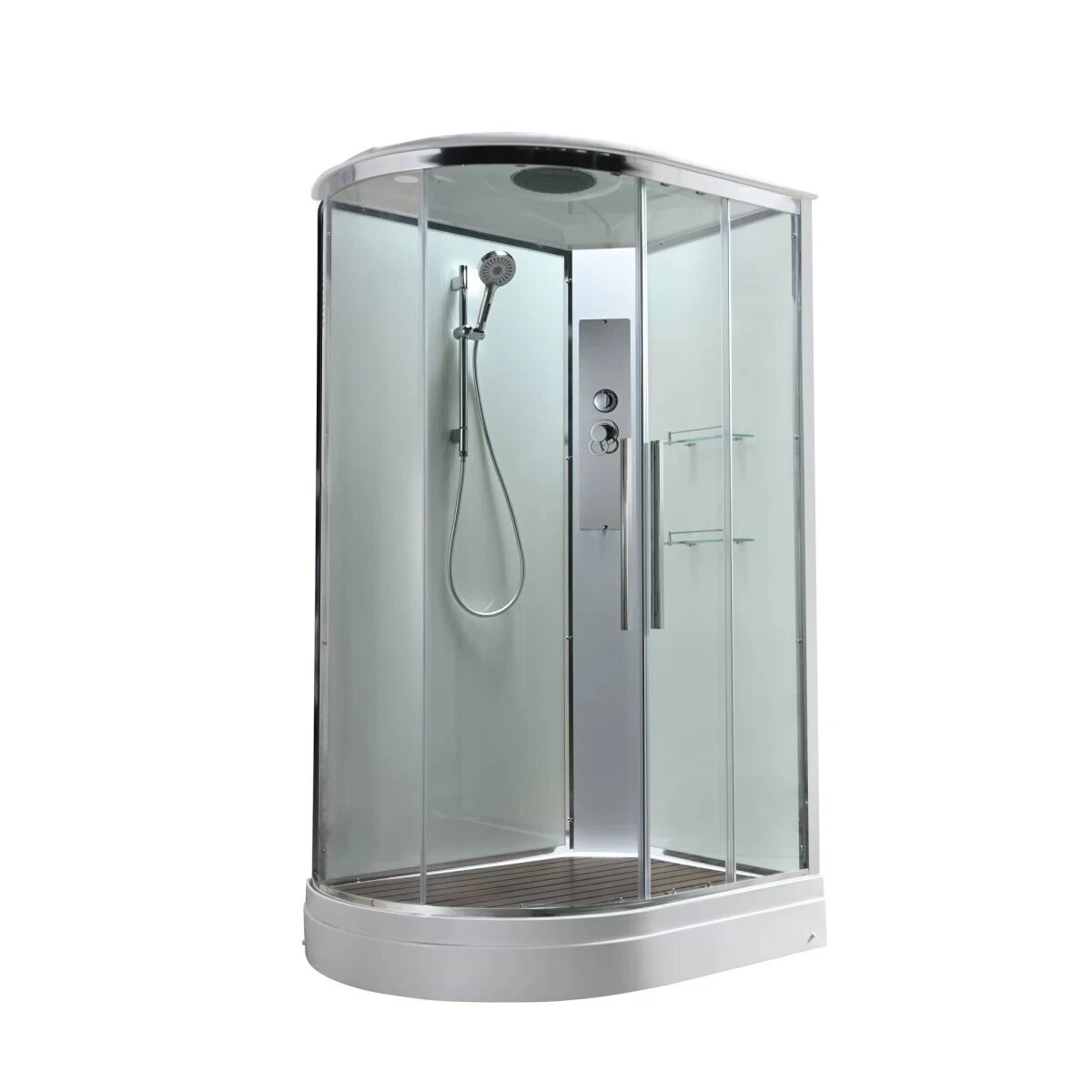 Душевая кабина AvaCan EM2811RT стандартная прозрачная, 110x80x220 см, асимметричная, низкий поддон, профиль алюминий