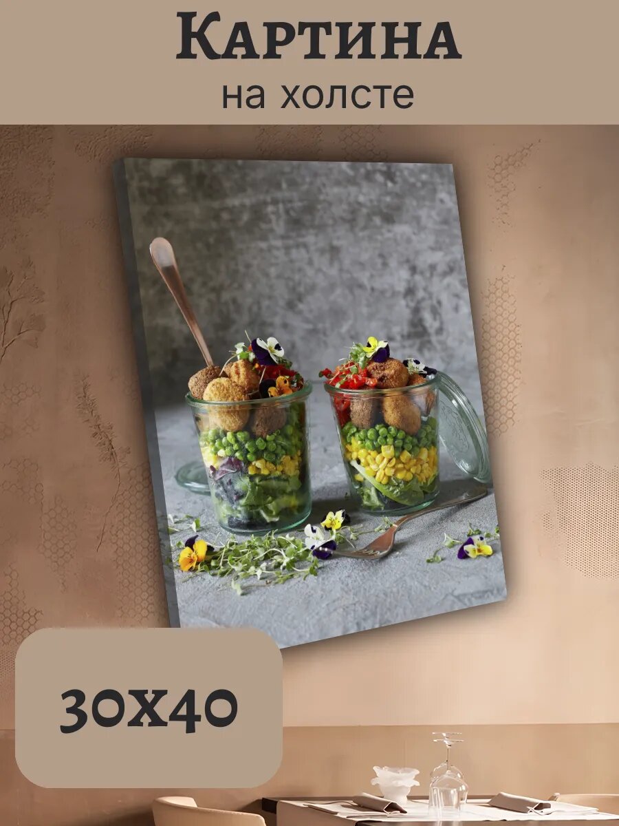 Картина Еда Food Кухня Эстетика 30x40 салат Фалафель