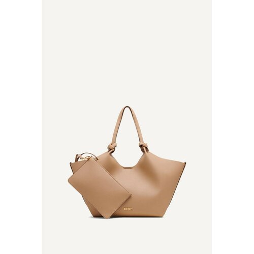 Сумка тоут DKNY Paula Medium Commuter Tote, фактура зернистая, бежевый