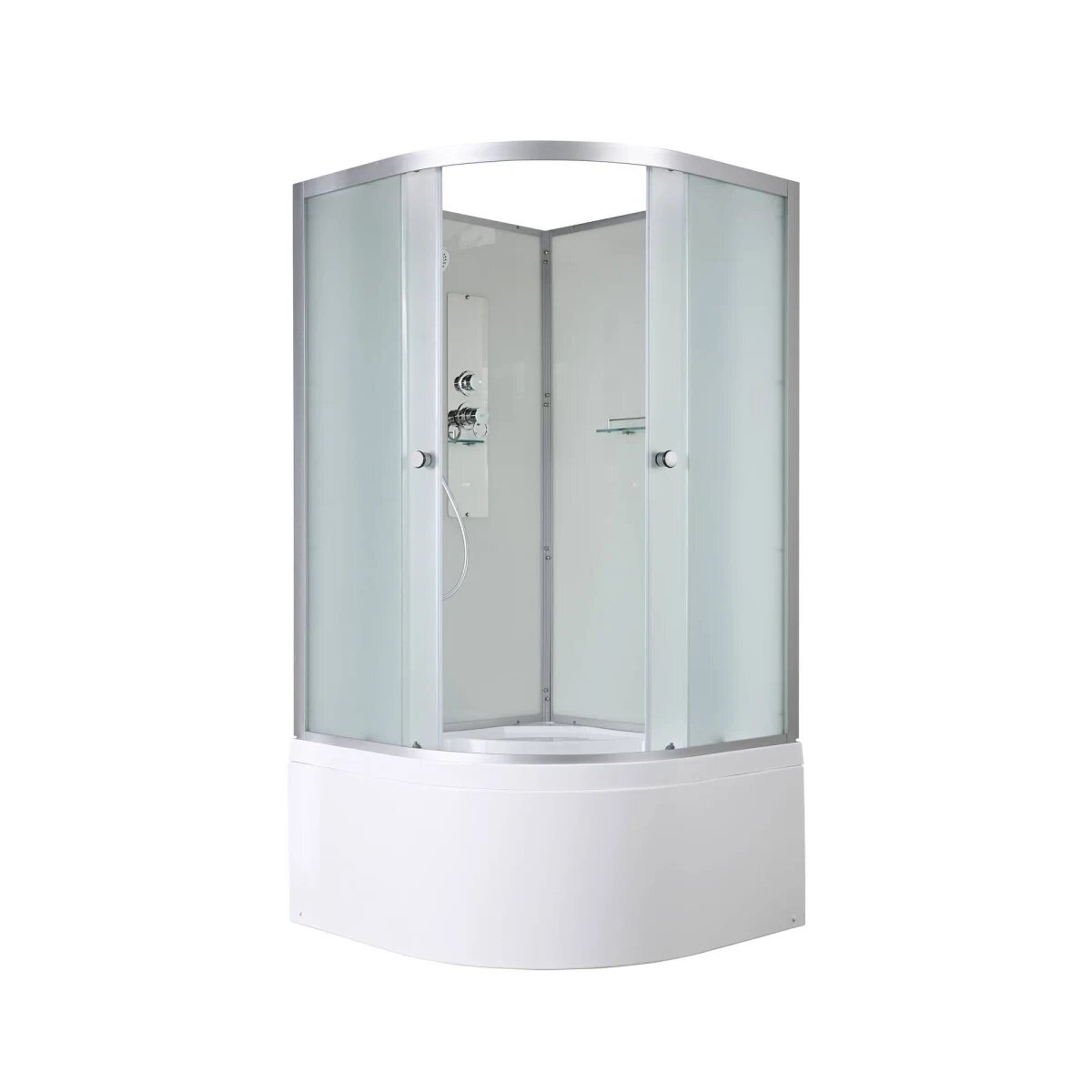 Душевая кабина AvaCan D5010 N без крыши, 100x100x203 см, четверть круга, высокий поддон, профиль алюминий