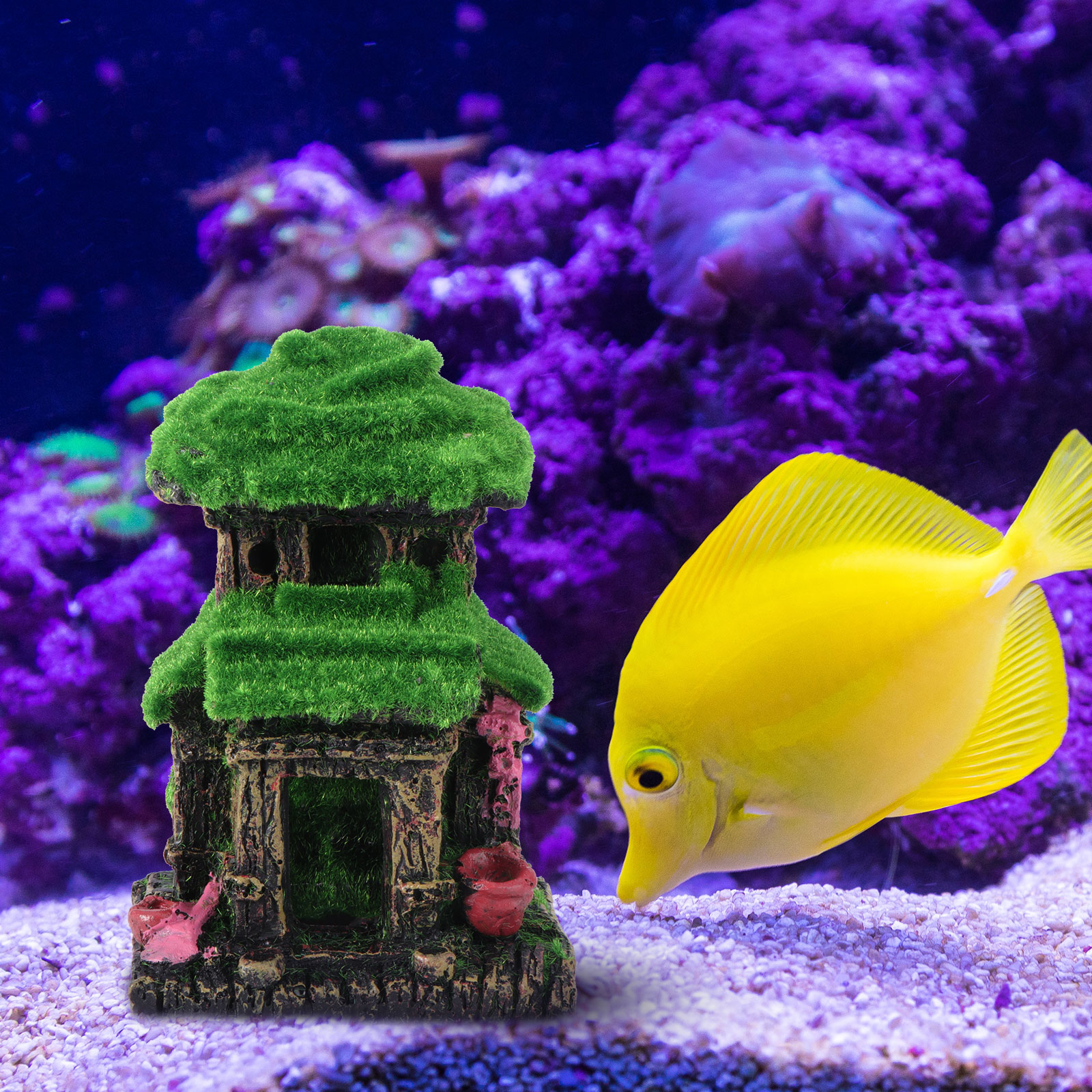 Творческий Двухэтажный Домик В Древнем Стиле Из Резины Для Аквариума 16.5*8.5*10cm