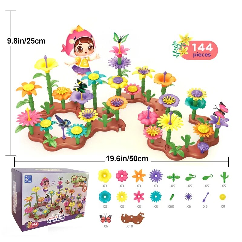 STEM конструктор цветочный сад 144PCS