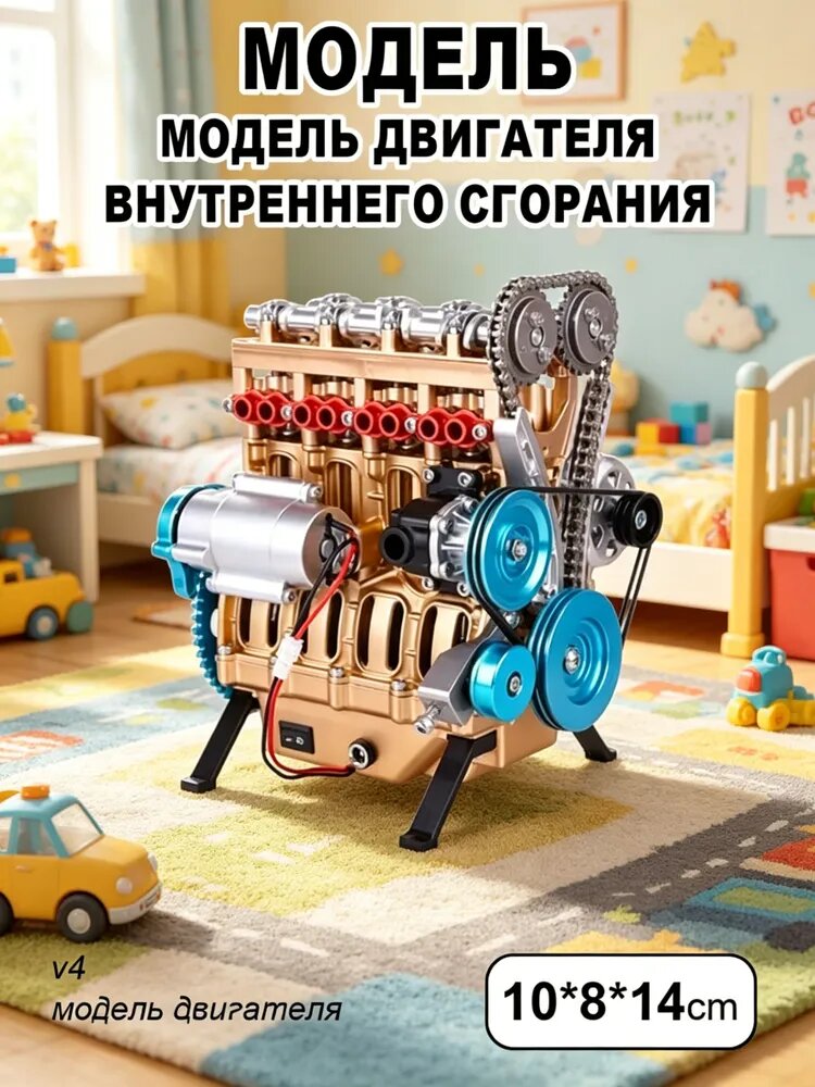 BESTSKY Модель двигателя V4 с металлическими деталями для сборки, набор для взрослых и детей от 12 лет, игрушка-конструктор.