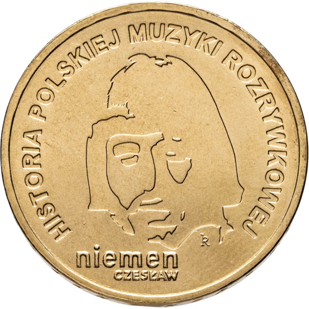 Польша 2 злотых 2009 "История польской музыки - Чеслав Немен", Латунь, в сохранности UNC