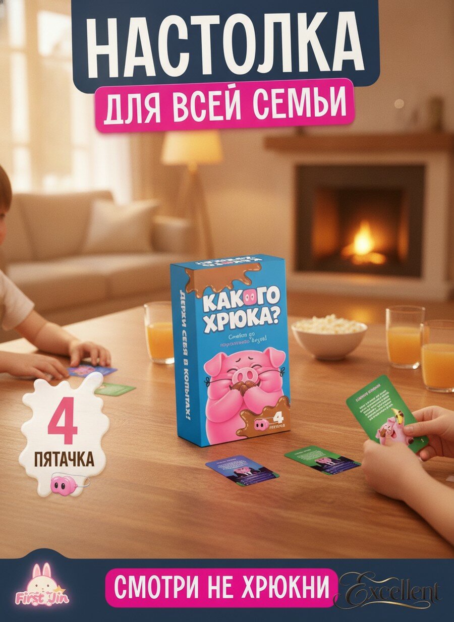 Настольная игра Какого Хрюка для компании 112 карт, с пятачком, для взрослых