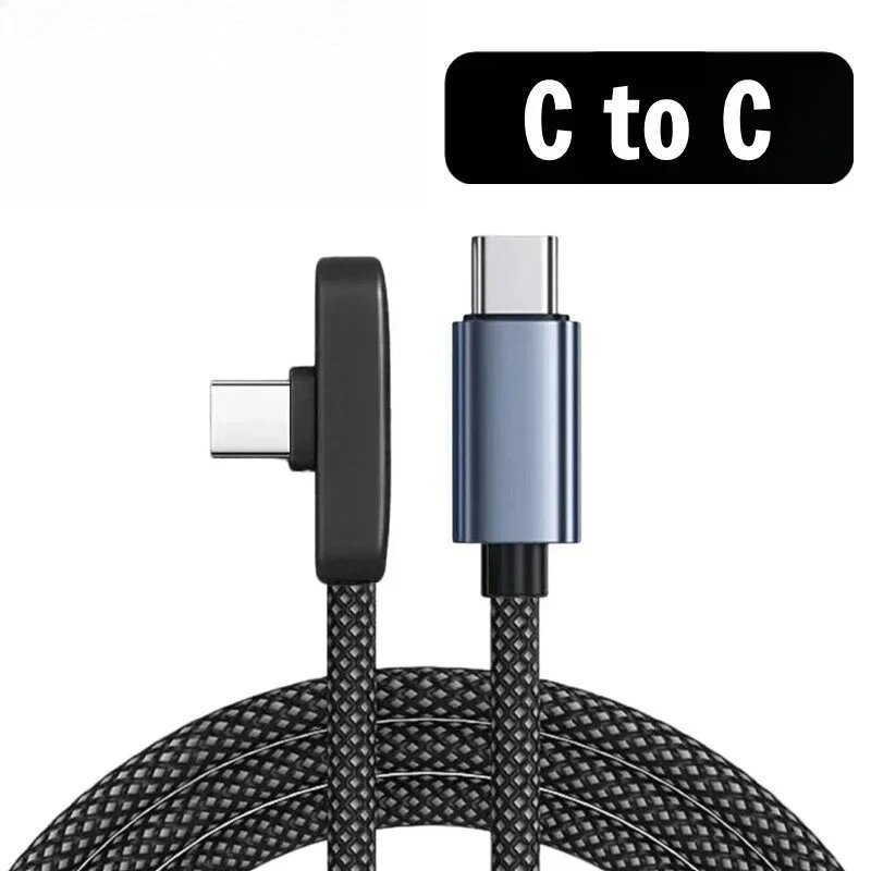 Кабель USB-A Type-C 100 Вт для быстрой зарядки, USB C на Type C, 90 градусов ° Угловой 2 м, C to C