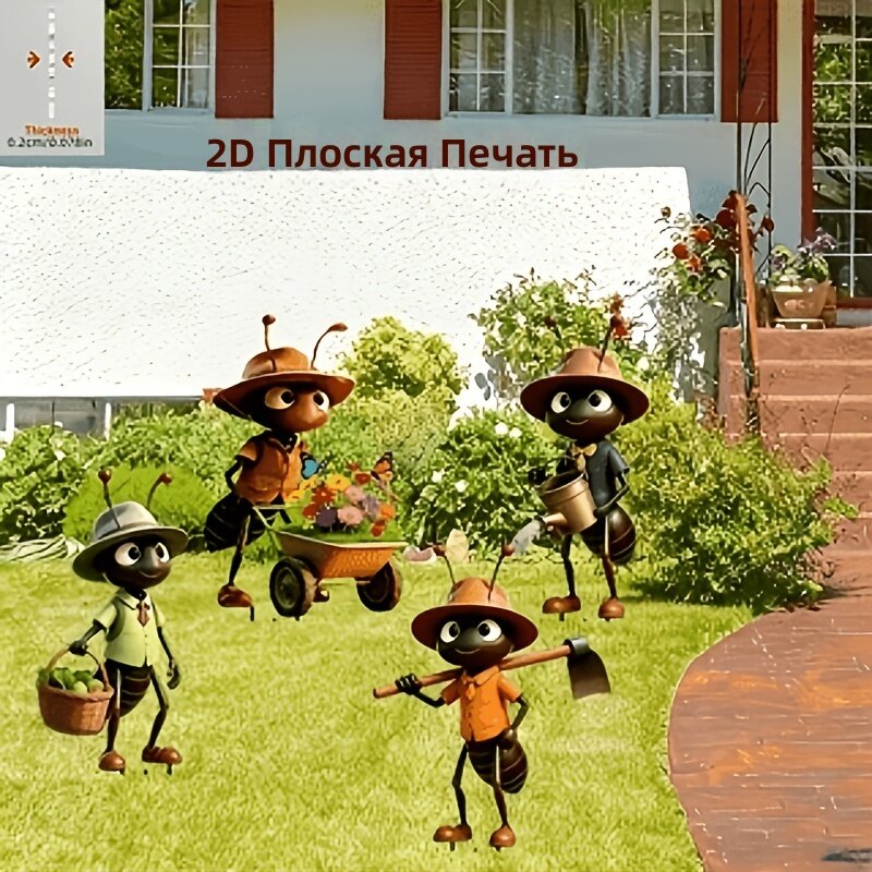 Акриловые плоские 2D садовые колышки-декорации с изображением муравьев для сада и бонсай, 4 шт.