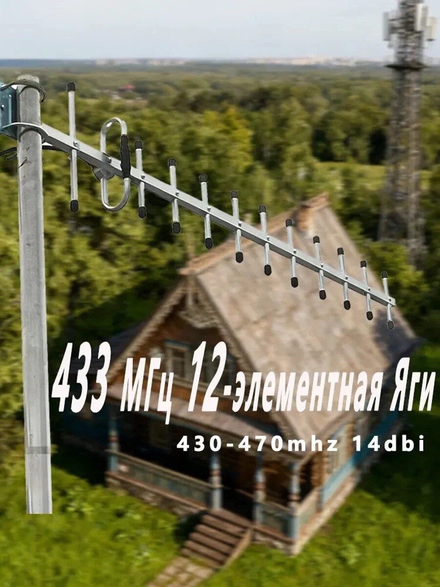 Антенна направленная Yagi 12-элементная UHF 430-470 МГц, 14 дБи, для систем охраны Цербер-03, Лонта-202, радиомодемов