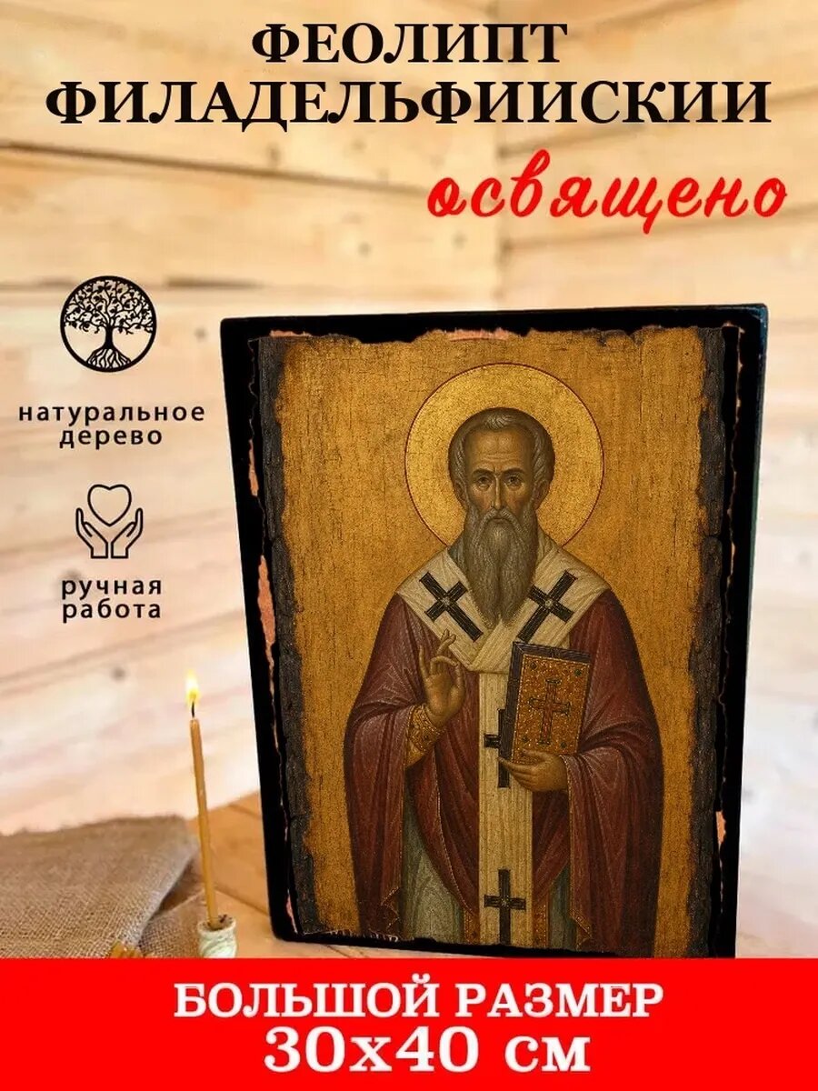 Икона Феолипт Филадельфийский, на дереве, 30×40 см, освящённая