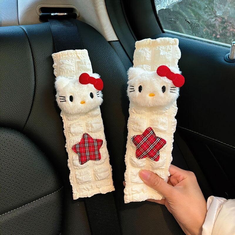 Hello Kitty автомобильные защитные чехлы для ремня безопасности пара, предотвращает удушье, белые, для салона авто