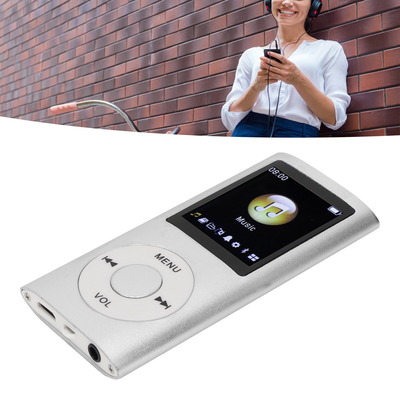 MP3-плеер, стильный, многофункциональный, со звуком без потерь, тонкий, 1,8-дюймовый ЖК-экран, портативный MP3-музыкальный плеер