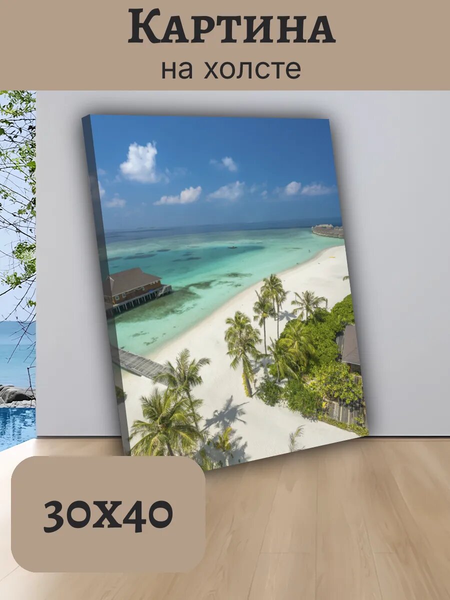 Картина Постер Мальдивы Maldives 30x40 с водными виллами