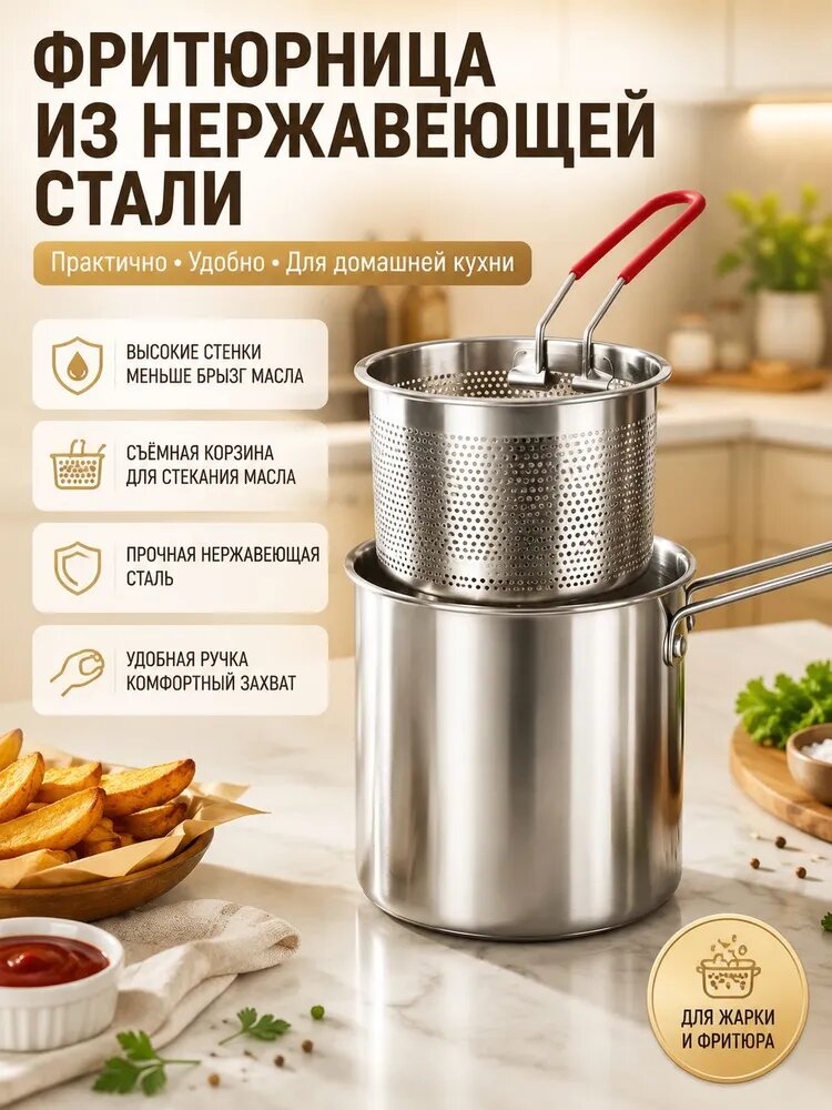 Котел пищевой 13 см 1,5 л с крышкой 3 шт нержавеющая сталь
