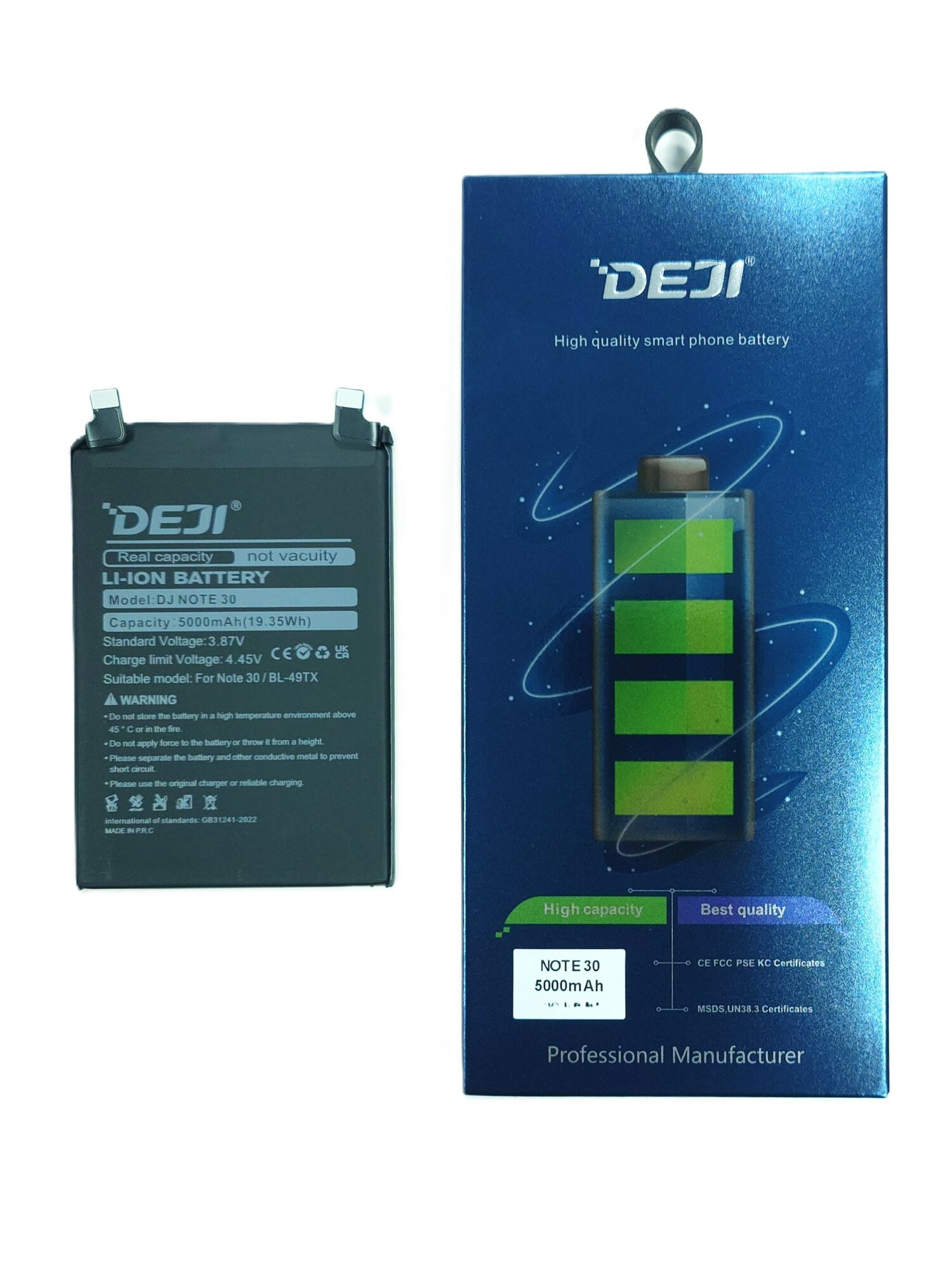 Аккумулятор DEJI для Infinix BL-49TX Note 30 4G/5G (X6833B)/Zero 30 5G (X6731) (5000mAh) 100% емкости