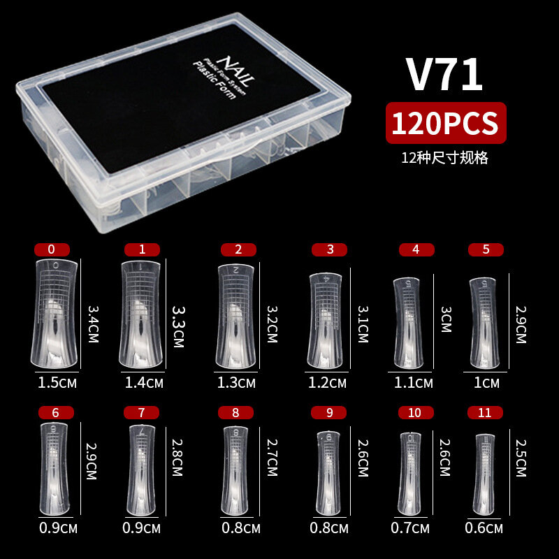 V71 Форма для наращивания ногтей С решетчатым узором Прозрачный круглый кончик Искусственные формы ногтей